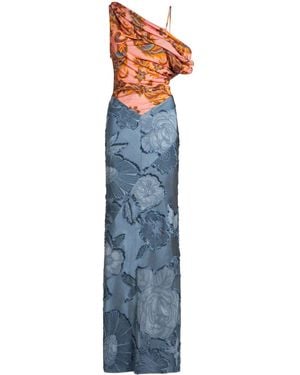 Etro Contrasting-Panel Maxi Dress - Blue