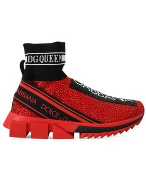 Dolce & Gabbana Crystal-Embellished Sorrento Trainers - Red