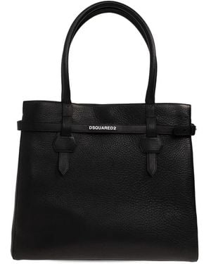 DSquared² Strap Leather Tote Bag - Black