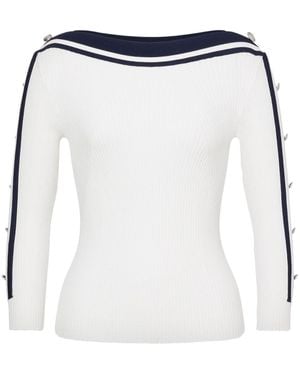 Alberta Ferretti Stripe-Detailing Jumper - White