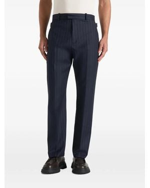 Manière De Voir Pantalon Joseph En Laine Mélangée Marine À Fines Rayures - Blue