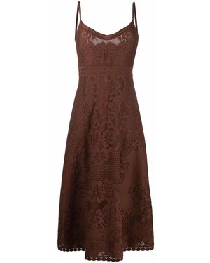Valentino Garavani Sleeveless Floral Midi Dress - Brown