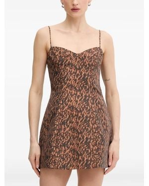 Bardot Marcello Leopard-Print Sweetheart-Neck Mini Dress - Natural
