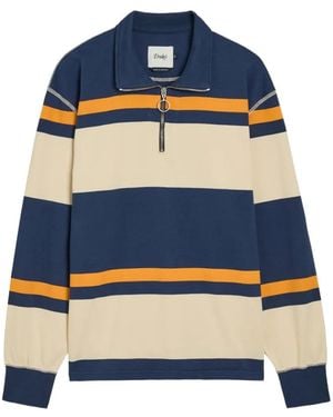 Drake's Polo A Righe Con Zip - Blu