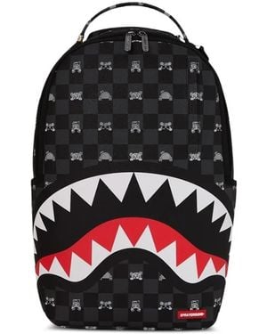 Sprayground Shark Check-Pattern Backpack - Black