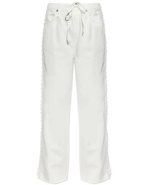 Rag & Bone Scallop-Trim Drawstring Jeans - White