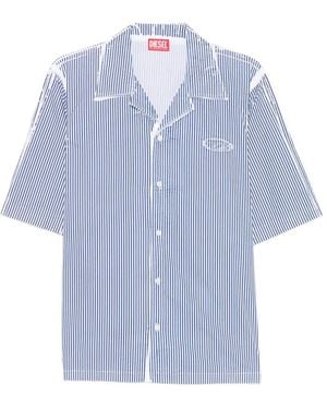 DIESEL Striped Revere Collar Shirt - Blue