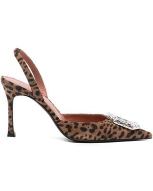 AMINA MUADDI Camelia Crystal-Embellished Pointed Pumps - Marrone