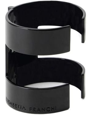 Elisabetta Franchi Rigid Bracelet With Logo - Black