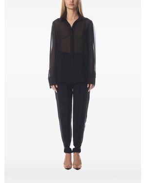 Tessitura Body Couture Semi-Sheer Silk Shirt - Black