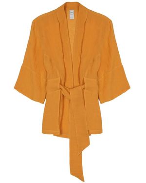 120% Lino Belted Kimono Jacket - Orange