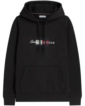 Tommy Hilfiger Logo-Print Drawstring Hoodie - Black