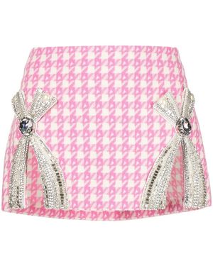 Area Crystal-Embellished Bow Detail Miniskirt - Pink