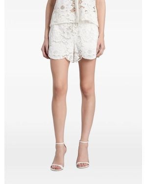 Alice + Olivia Kenley Lace Scalloped-Hem Shorts - White