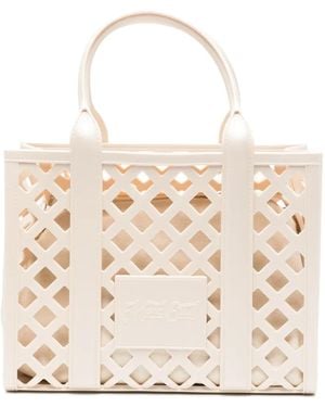 Marc Ellis Lattice-Detail Shoulder Bag - Natural