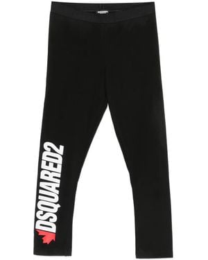 DSquared² Logo-Print Cotton Leggings - Black