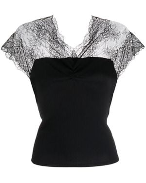 Maje Lace-Trim Jersey Top - Black