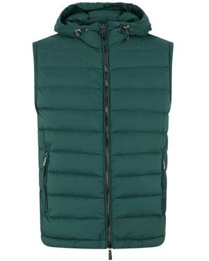 Moorer Hooded Zipped Gilet - Green