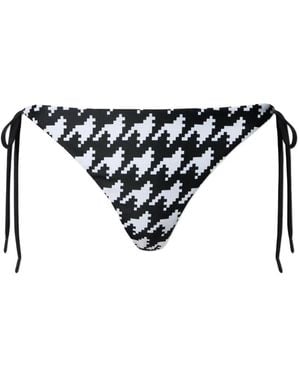 Perfect Moment Houndstooth-Print Side-Tie Bikini Bottoms - White