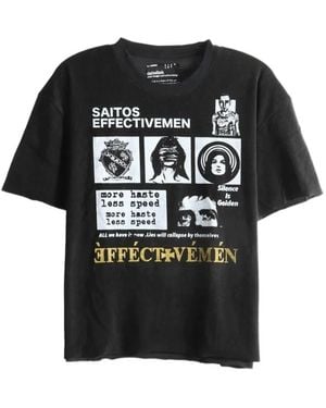 SAITOS Graphic-Print Cotton T-Shirt - Black