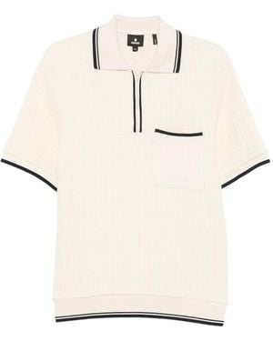 Mackage Zip-Neck Ribbed-Knit Polo Shirt - White