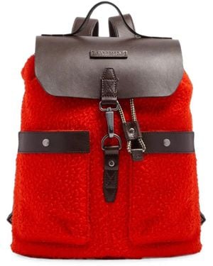 The Bridge Fleece-Rucksack Mit Lederbesatz - Rot