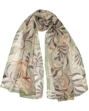 Elizabetta Delfina Floral-Print Silk Scarf - White