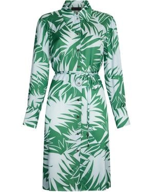 Liu Jo Mini Dress With And Leaves Printed - Green