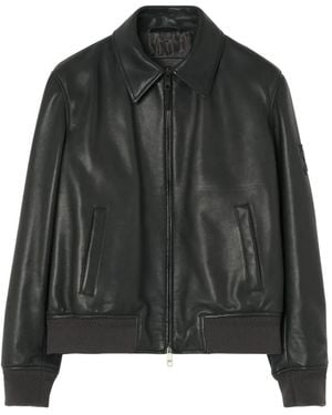 Burberry Leather Bloomsbury Bomber Jacket - Black