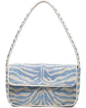 STAUD Bolso de hombro Tommy con motivo de cebra - Azul