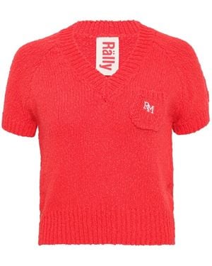 Rally Movement V-Neck Knitted Jumper - Red