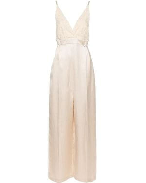 Alysi V-Neck Wide-Leg Jumpsuit - Natural