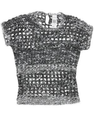 Acne Studios Crochet-Knit Cropped T-Shirt - Black