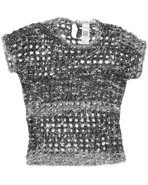 Acne Studios Crochet-Knit Cropped T-Shirt - Black