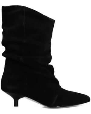 Bibi Lou Drape Slouchy Pointed-Toe Boots - Black