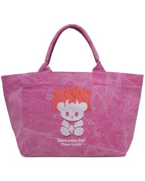 Ganni Evil Bear Trapeze Shoulder Bag - Pink