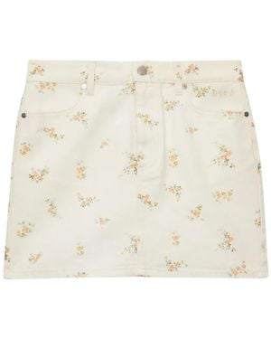 MSGM Floral-Print Mini Skirt - Natural