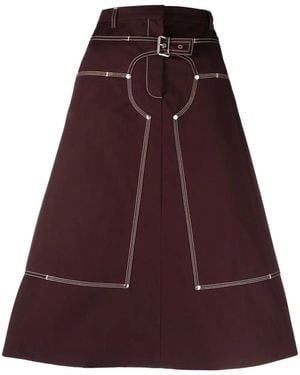Stella McCartney Purple A-line Buckled Midi Skirt - Women's - Cotton