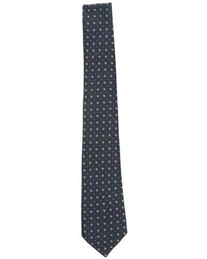 Saint Laurent Geometric-Print Silk Tie - Blue
