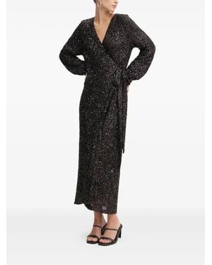 Never Fully Dressed Sequinned Wrap Dress - Black