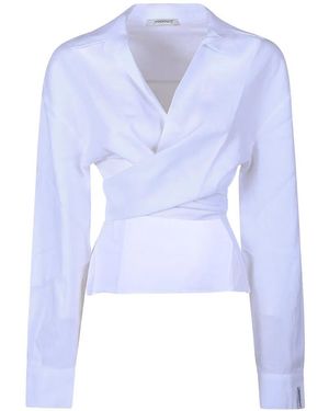 hinnominate Wrap-Style Linen Blouse - Blue