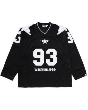 A Bathing Ape Logo-Print V-Neck T-Shirt - Black