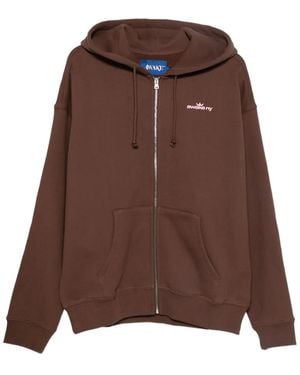 AWAKE NY Crown-Logo Zip-Up Hoodie - Brown