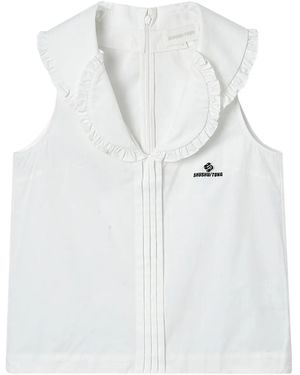 ShuShu/Tong Ruffled-Collar Sleeveless Top - White