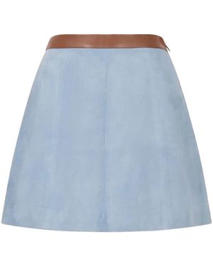 Marni Nappa-Waistband Suede Midi Skirt - Blue