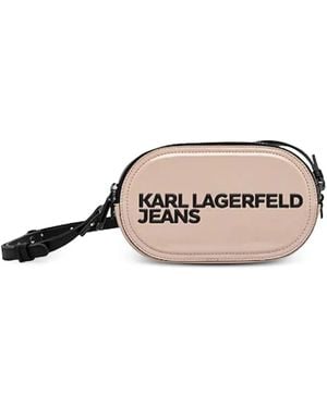 Karl Lagerfeld Oval-Shaped Logo-Plaque Crossbody Bag - White