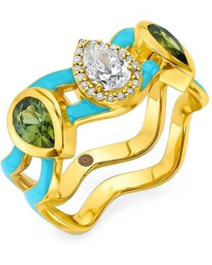 Buddha Mama Tourmaline And Diamond Ring - Metallic