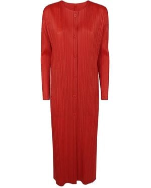 Pleats Please Issey Miyake Abito Midi Manteau - Rosso