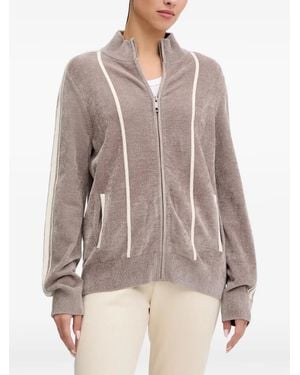 Guess Striped Zip-Up Sweatshirt - Brown