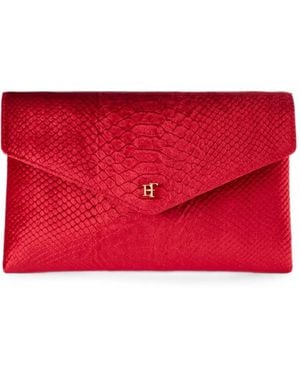 Elisabetta Franchi Velvet Shoulder Bag With Crocodile Print - Red